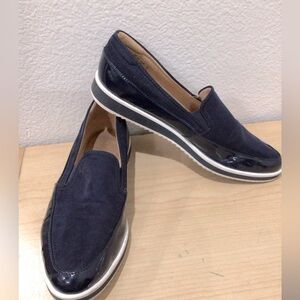 Naturalizer Navy/White ROME Patent/Suede Loafers